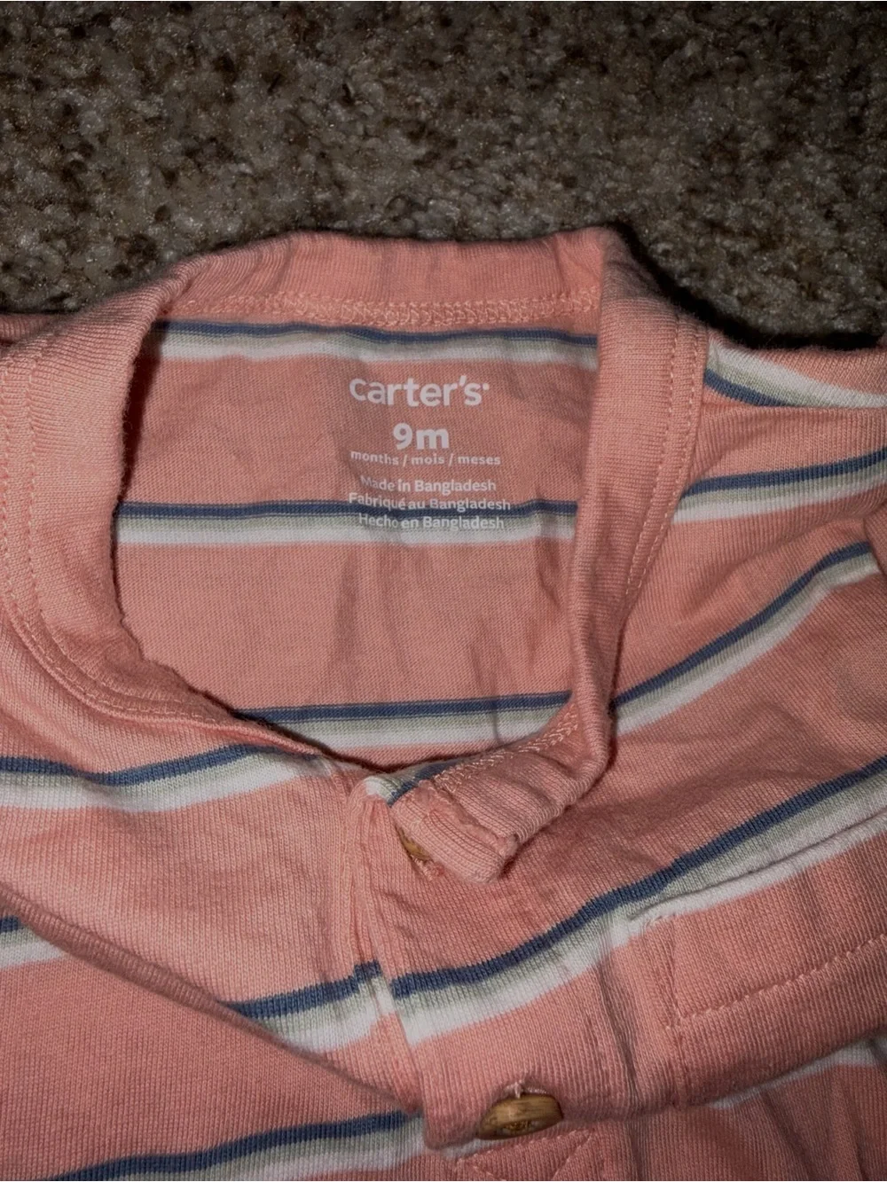 Carter's Coral Striped Baby Romper